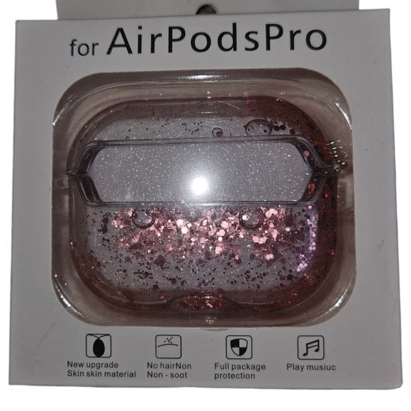 Apple Pink & Circle Glitter Liquid Movement Airpod Pro Case Protector - Picture 2 of 3